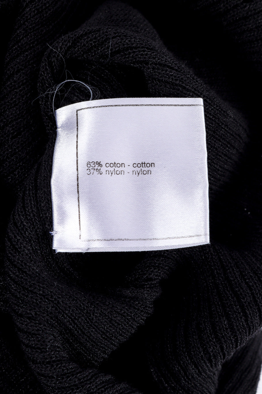 Chanel Logo Knit Tank Top fabric content label closeup @Recessla