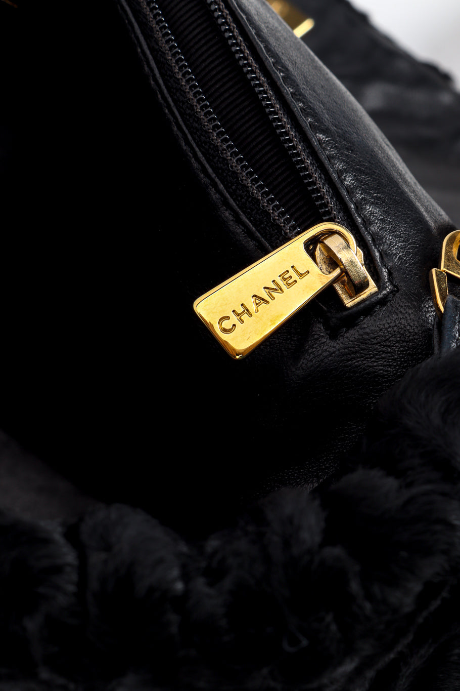 Chanel Persian Lamb Shoulder Bag zipper closeup @recess la