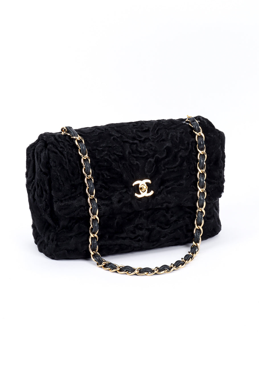 Chanel Persian Lamb Shoulder Bag 3/4 front @recess la