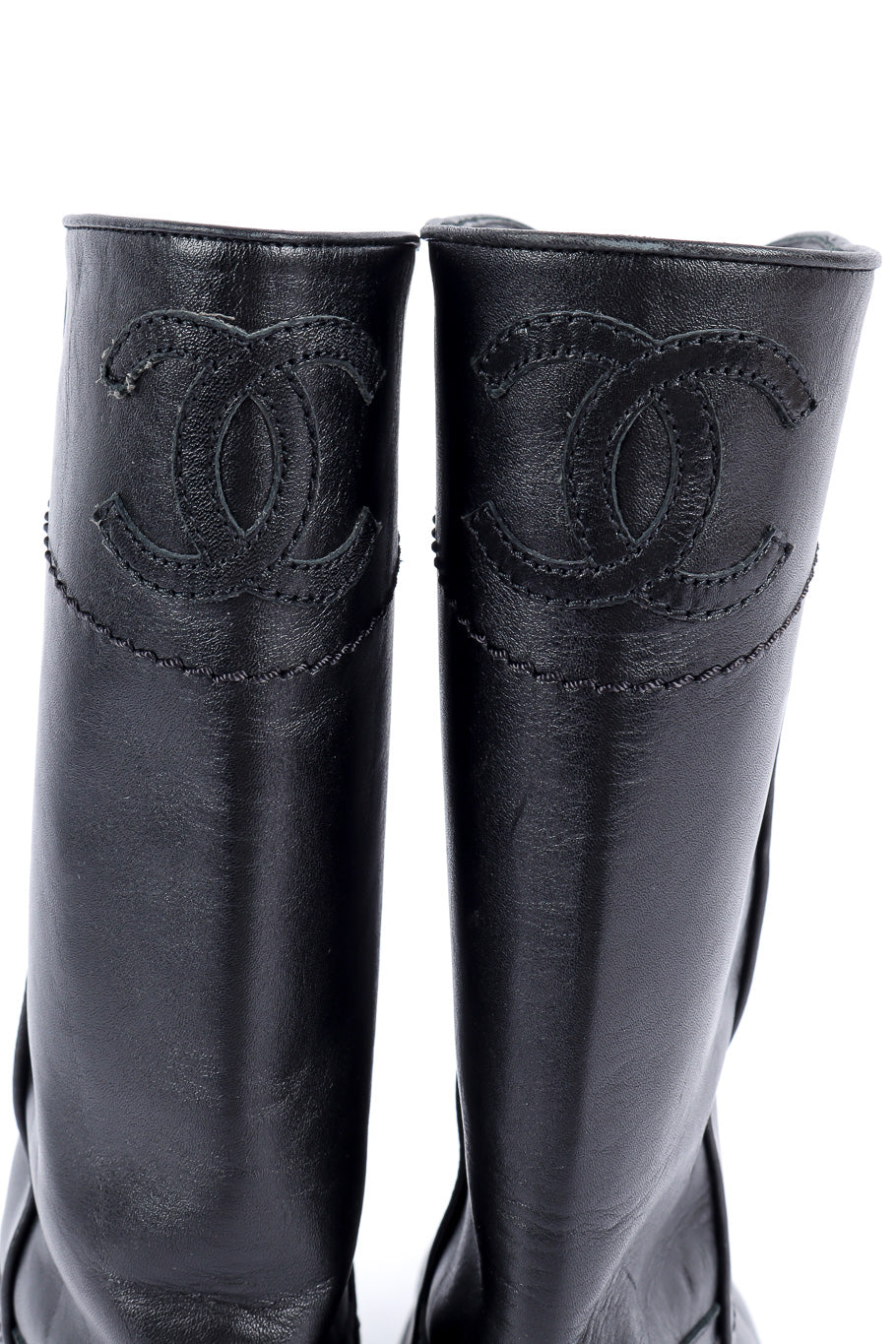 Chanel interlocking CC mid-calf boots CC stitch detail @recessla