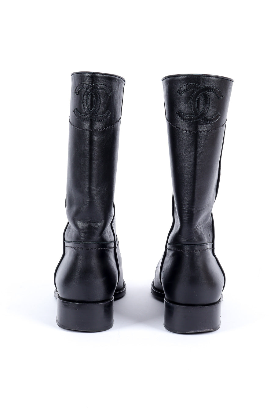 Chanel interlocking CC mid-calf boots back of boot detail @recessla