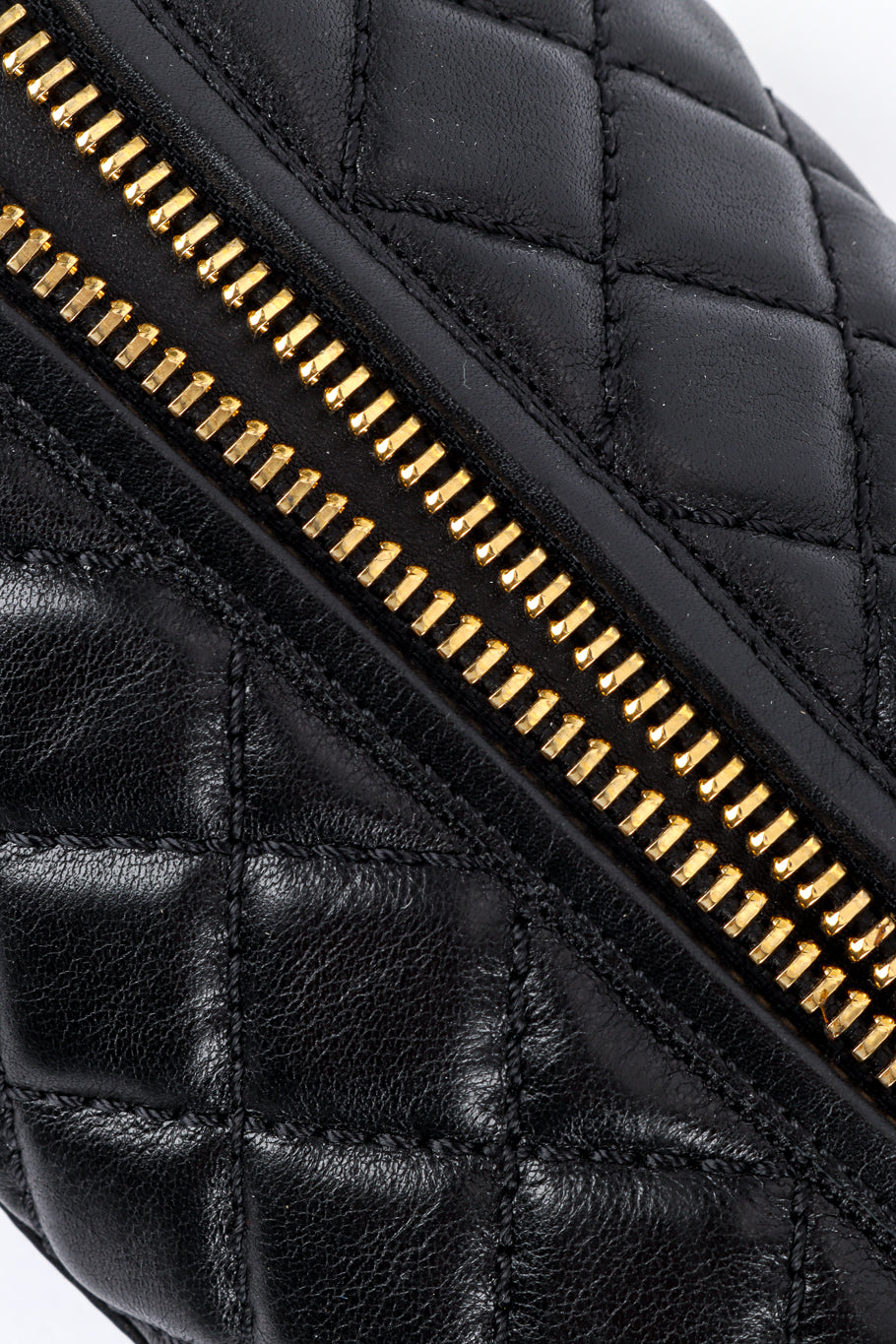 Chanel CC Quilted Mid-Calf Boots zipper closeup @recess la