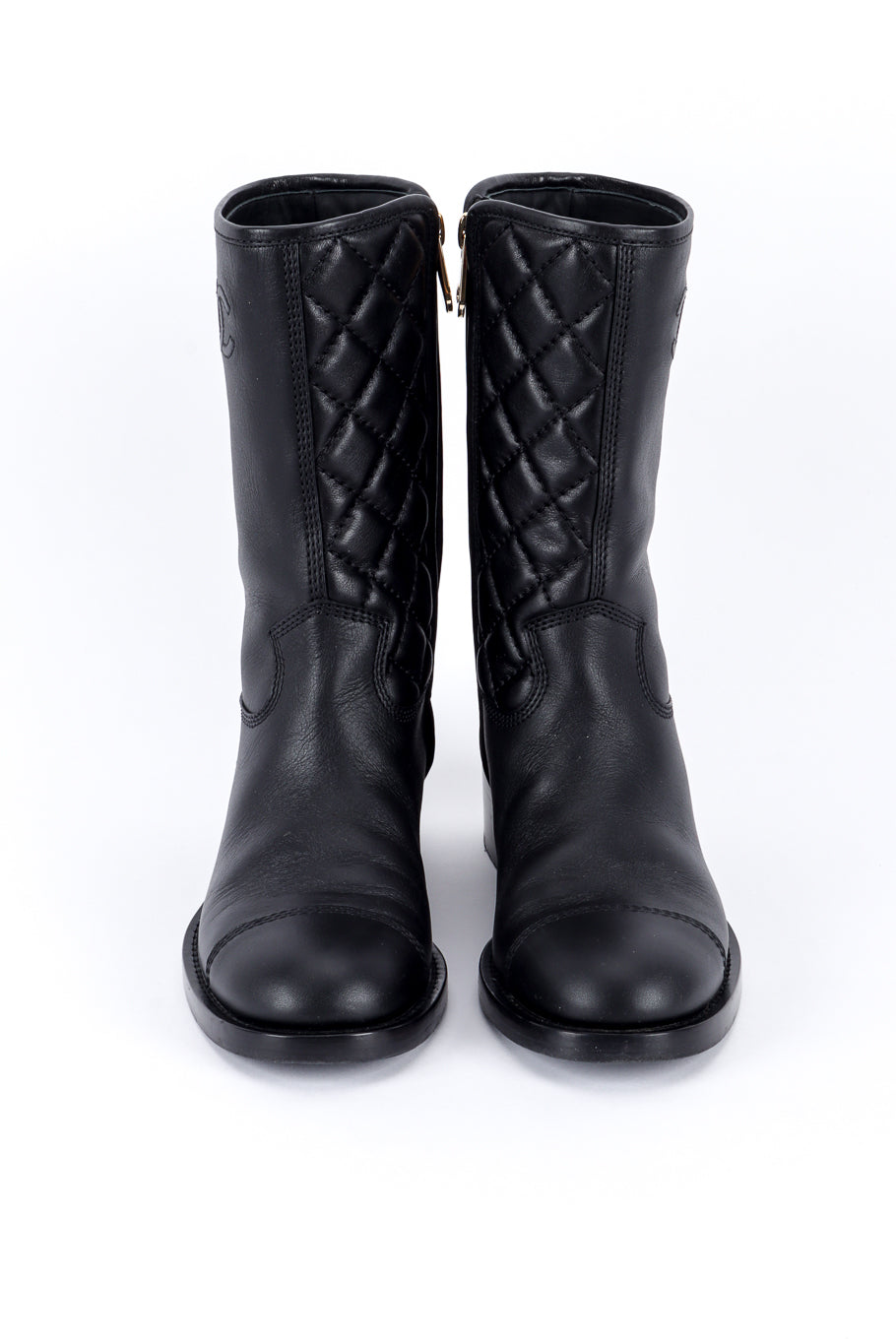 Chanel CC Quilted Mid-Calf Boots front @recess la