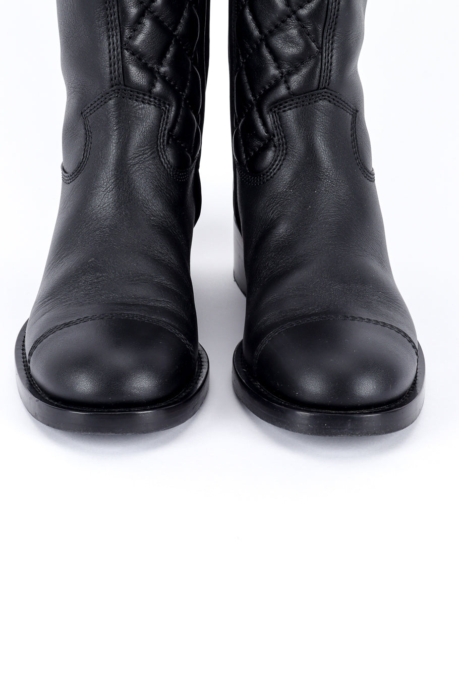 Chanel CC Quilted Mid-Calf Boots front closeup @recess la