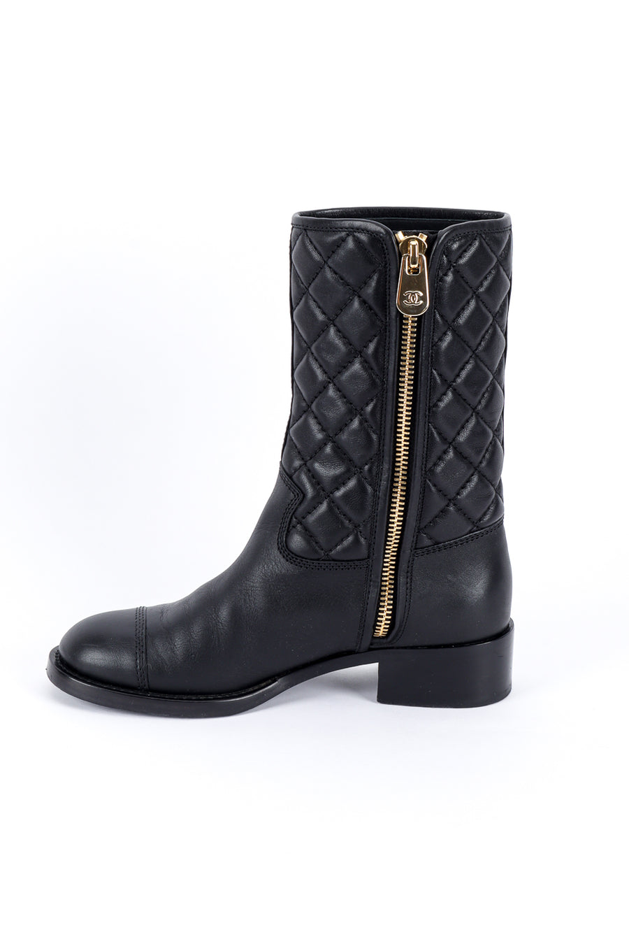 Chanel CC Logo Quilted Zip Boot