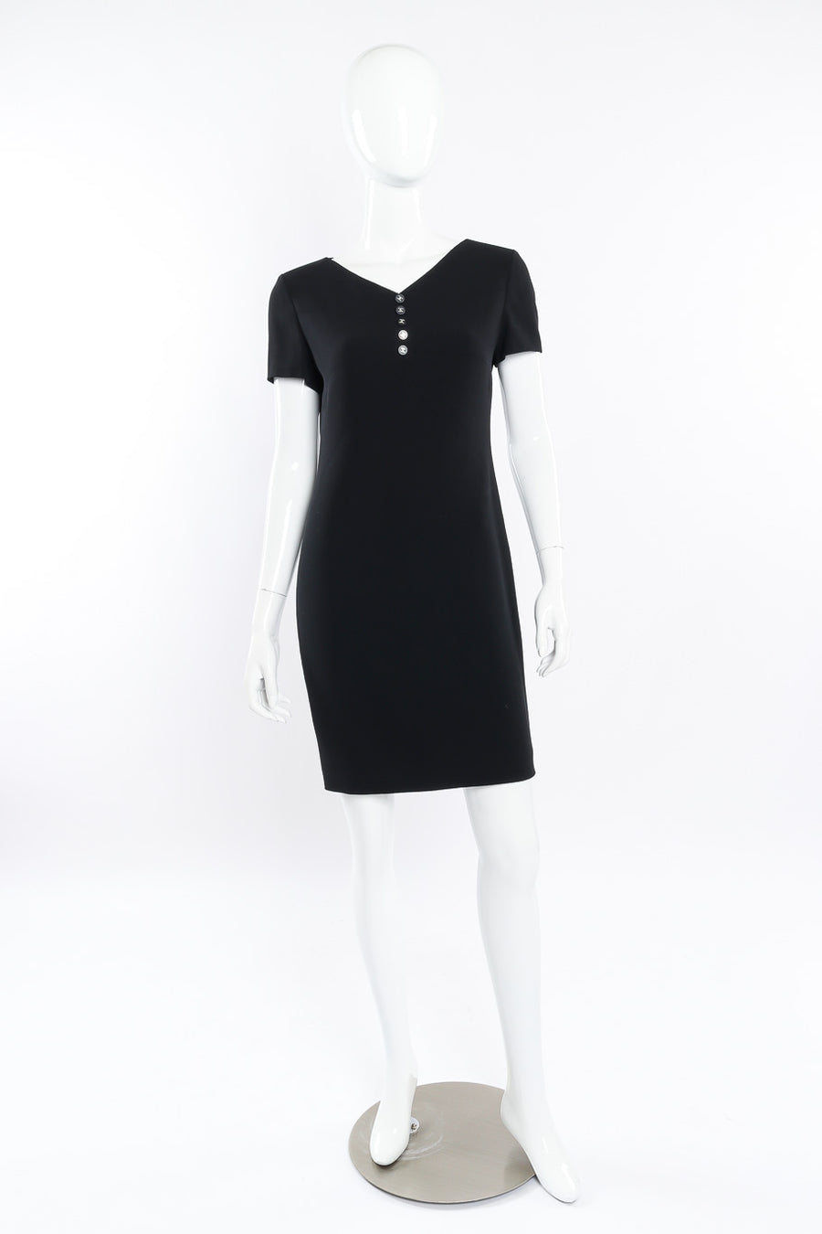 Vintage Chanel Wool Logo Button Mini Dress – Recess