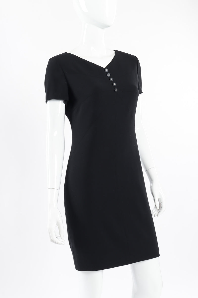 Vintage Chanel Wool Logo Button Mini Dress – Recess
