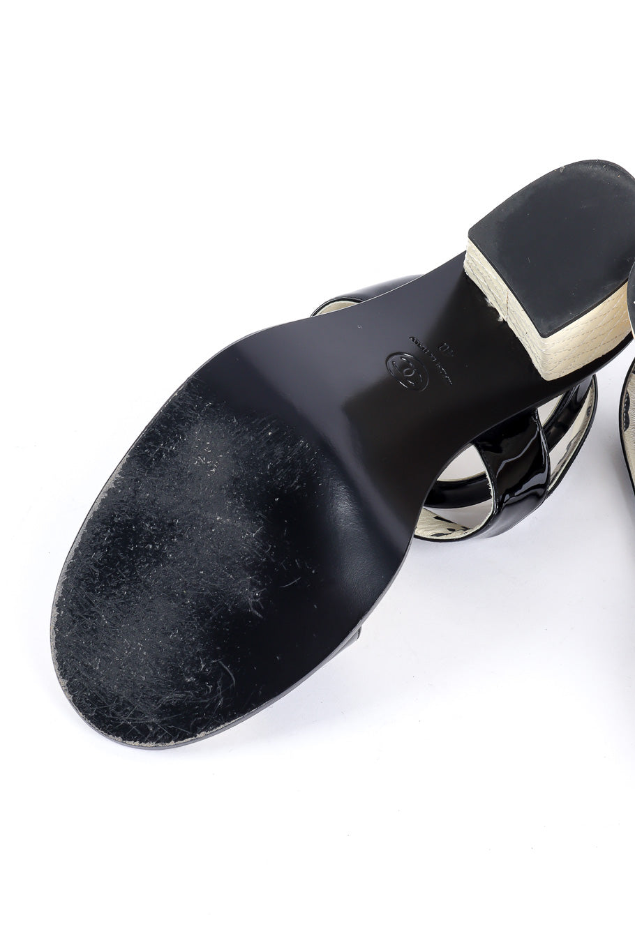 Chanel patent leather wrap sandal minimal scuffs at sole @recessla