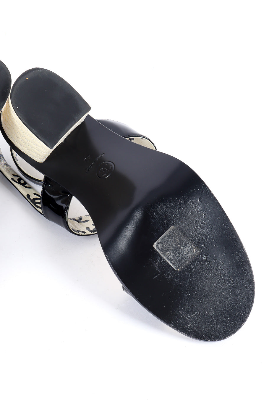 Chanel patent leather wrap sandal scuffs at sole @recessla