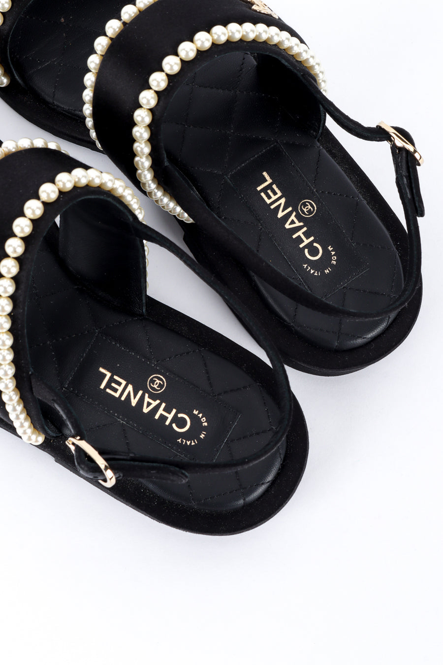 Chanel CC Satin & Pearl Sandals – Recess display picture 1