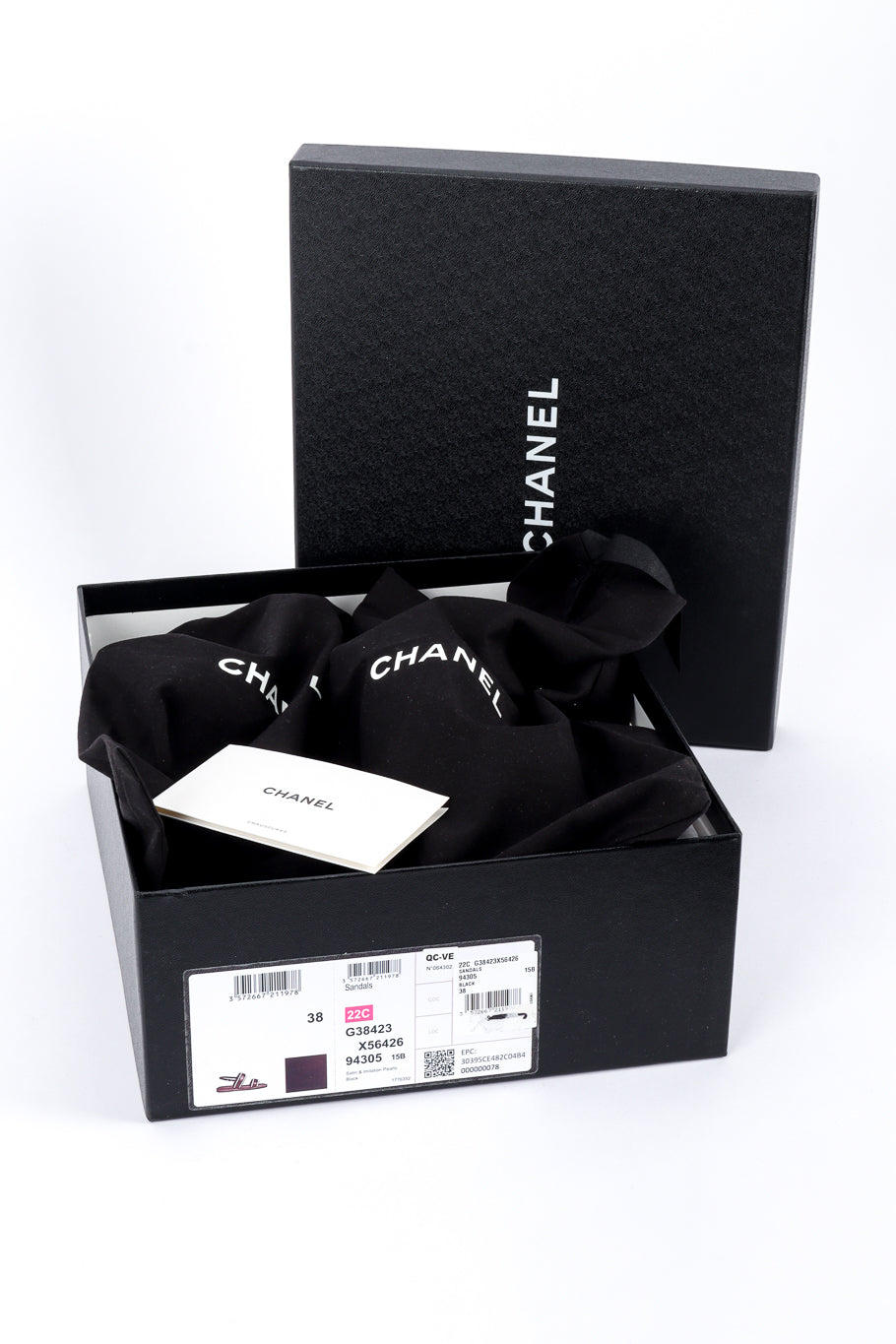 Chanel CC Satin & Pearl Sandals with box and dust bags @recess la