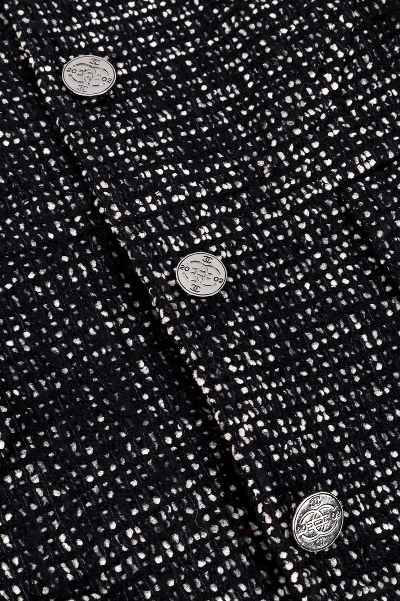 CHANEL Black Boucle Tweed 2Pc Suit CC Buttons BLAZER JACKET A-Line SKIRT 42