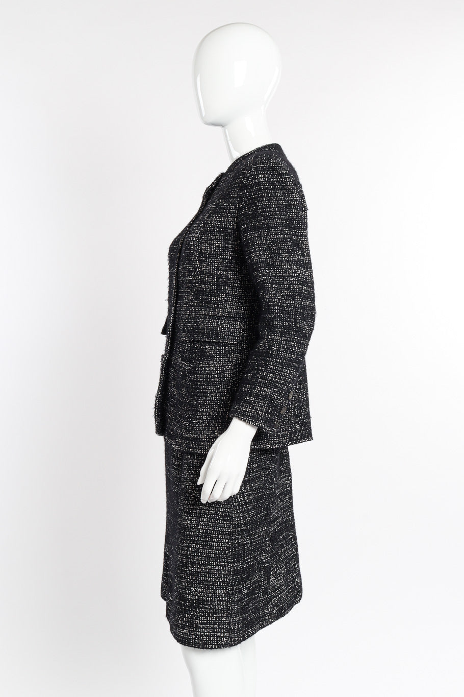 2002 F/W Bouclé Tweed Jacket & Skirt Set by Chanel on mannequin side @recessla