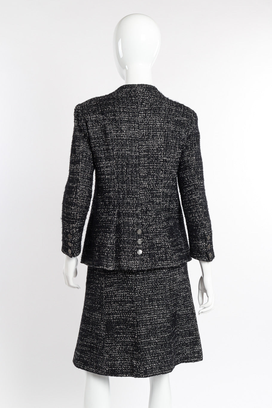 2002 F/W Bouclé Tweed Jacket & Skirt Set by Chanel on mannequin back @recessla