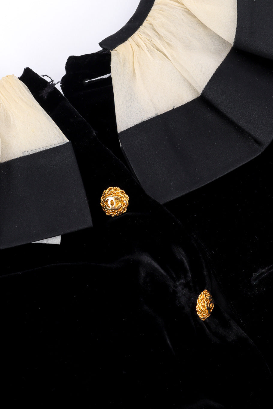 Velvet Ruffle Dress by Chanel back of collar @recessla
