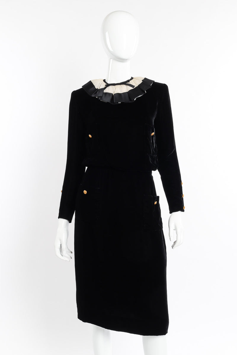 Vintage Chanel Velvet Ruffle Dress Recess Vintage Chanel Velvet Ruffle Dress Recess