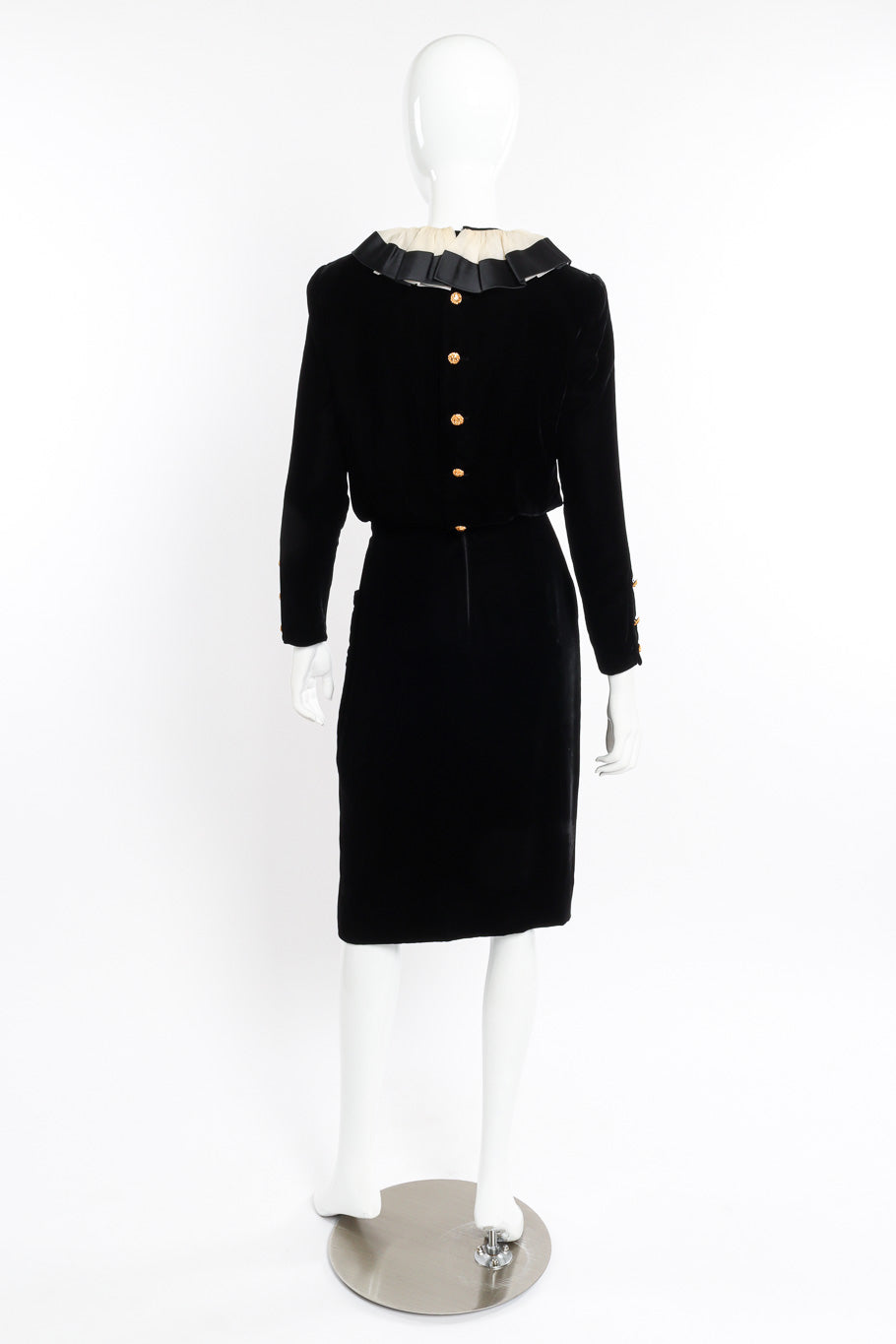 Velvet Ruffle Dress by Chanel on mannequin back @recessla