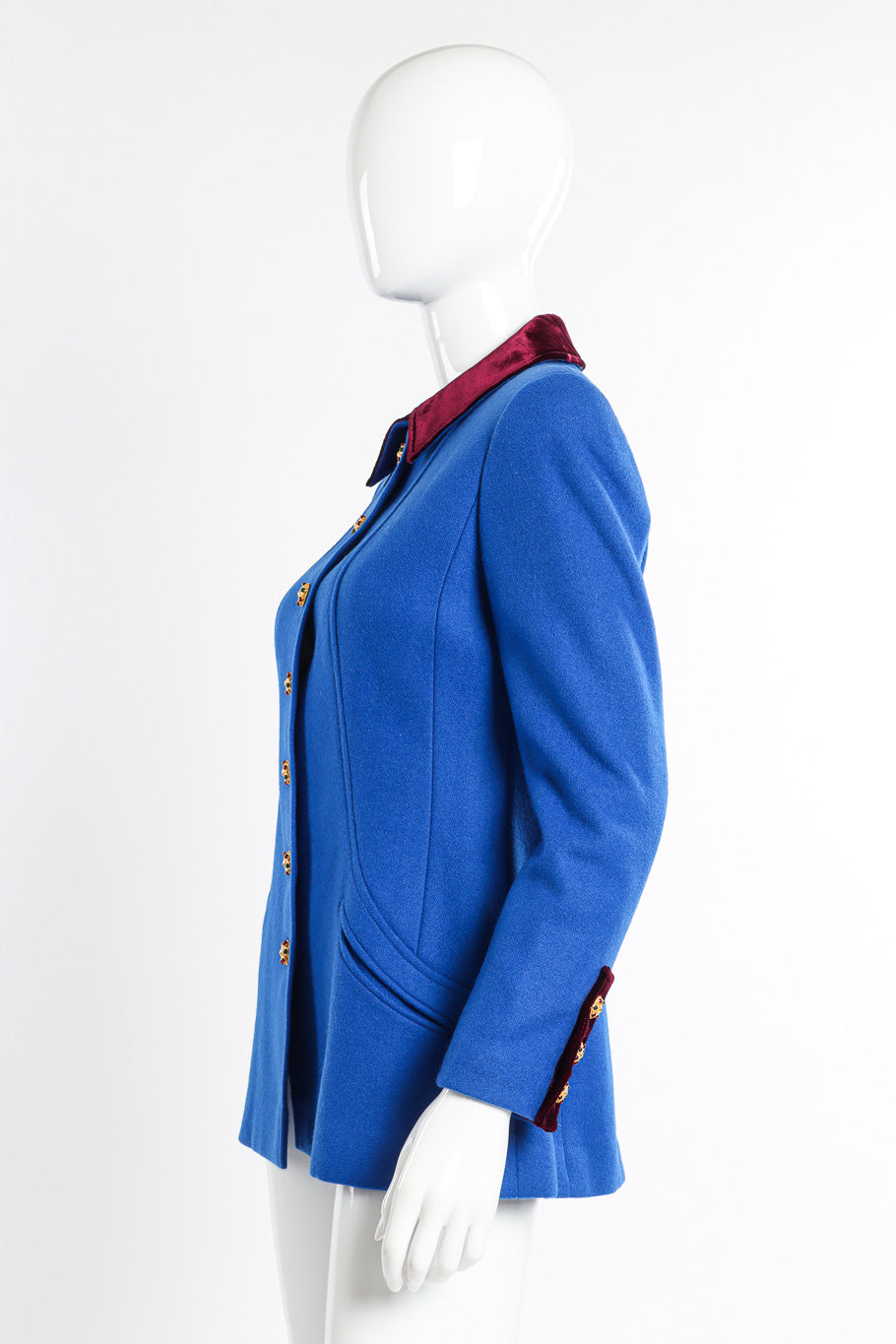 Velvet Collar Wool Jacket by Chanel on mannequin side @recessla