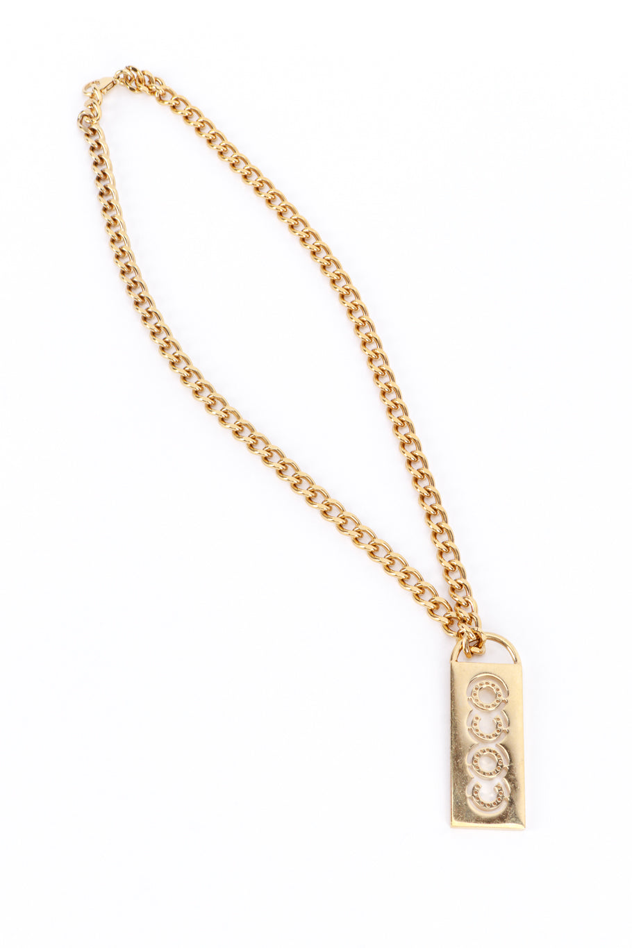 Vintage Chanel Coco Tag Pendant Necklace front @recess la