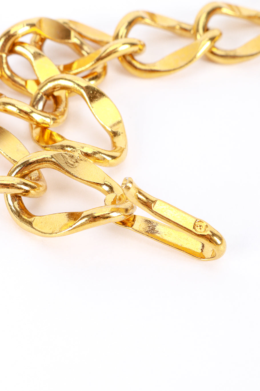 Vintage Chanel Curb Chain Drape Belt hook closeup @recess la