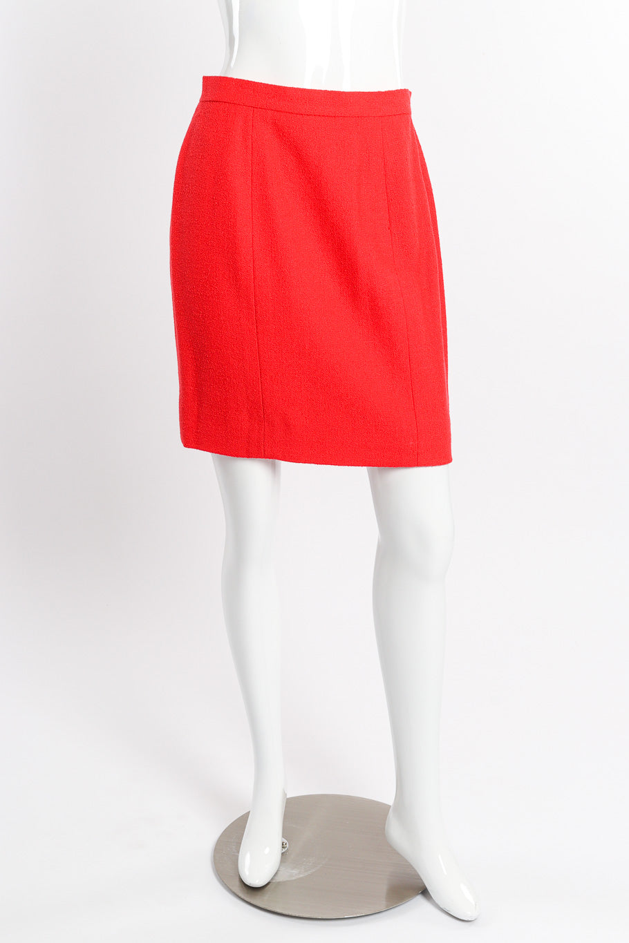 1996 F/W Bouclé Knit Longline Blazer & Skirt Set by Chanel on mannequin skirt only @recessla