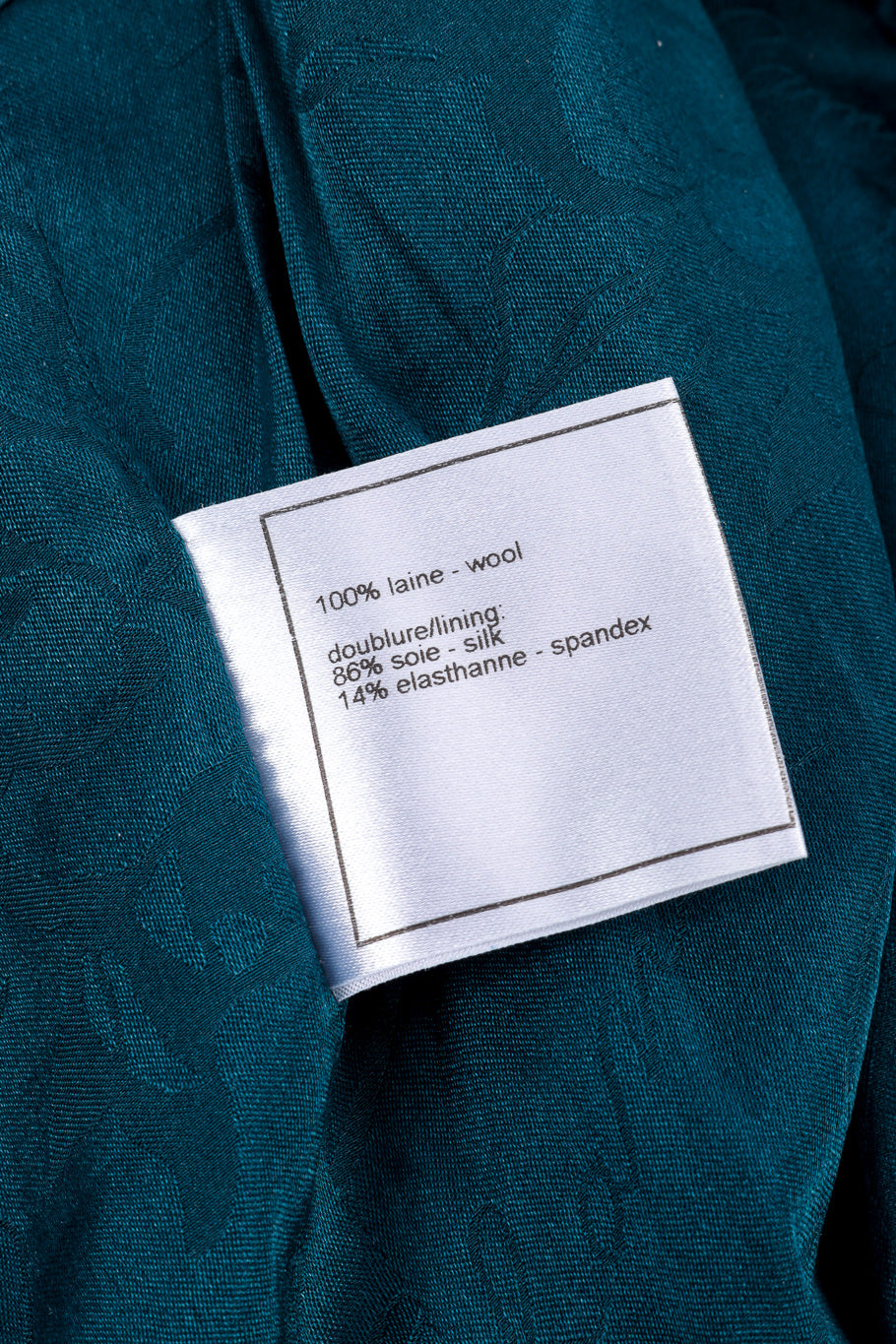 2008A Wool Carwash Hem Jacket & Skirt Set jacket fabric content label @Recessla