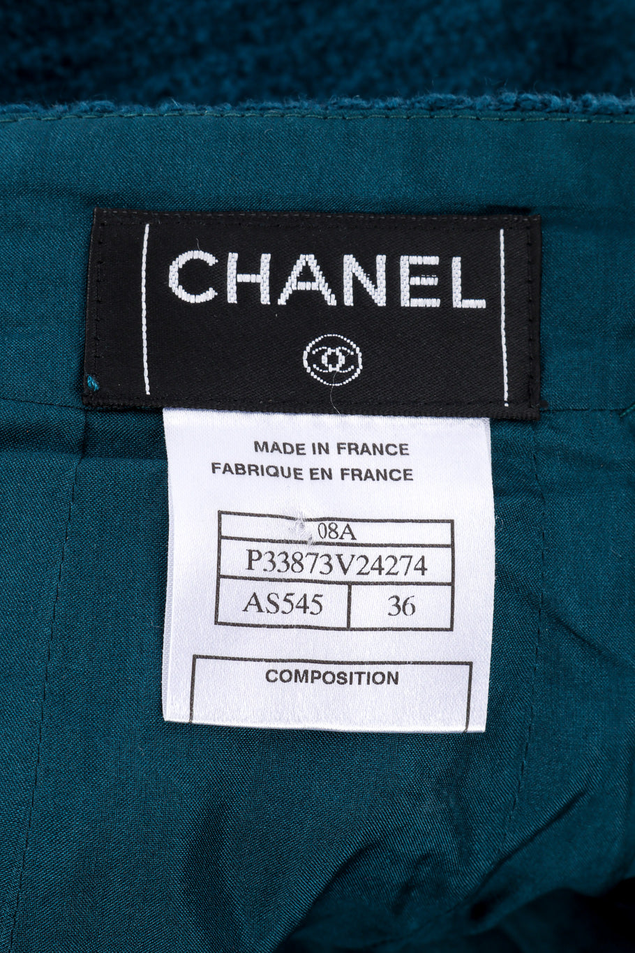 2008A Wool Carwash Hem Jacket & Skirt Set skirt signature label closeup @Recessla