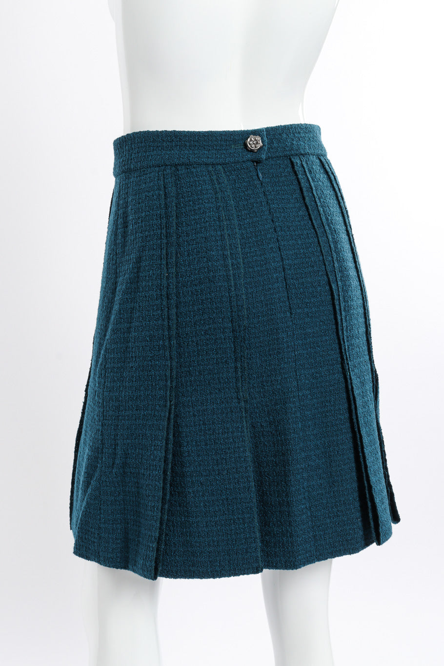 2008A Wool Carwash Hem Jacket & Skirt Set back view of skirt on mannequin @Recessla