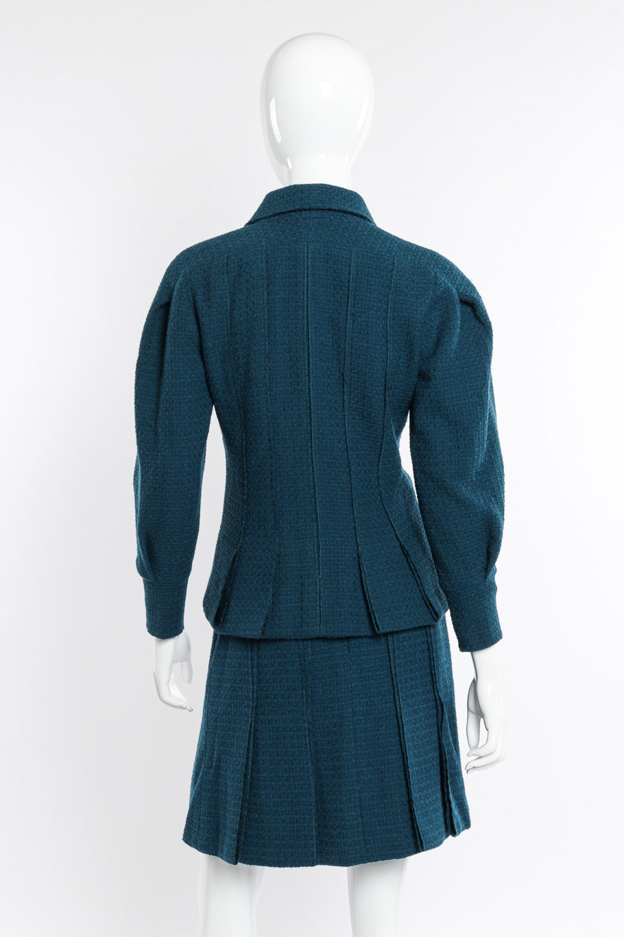 2008A Wool Carwash Hem Jacket & Skirt Set back view on mannequin @Recessla
