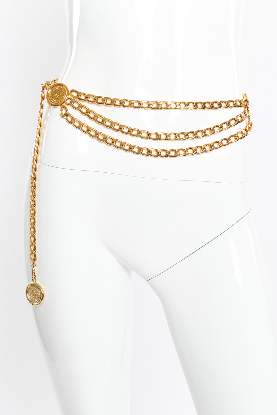 Vintage Chanel Draped Chain Belt on mannequin @Recessla