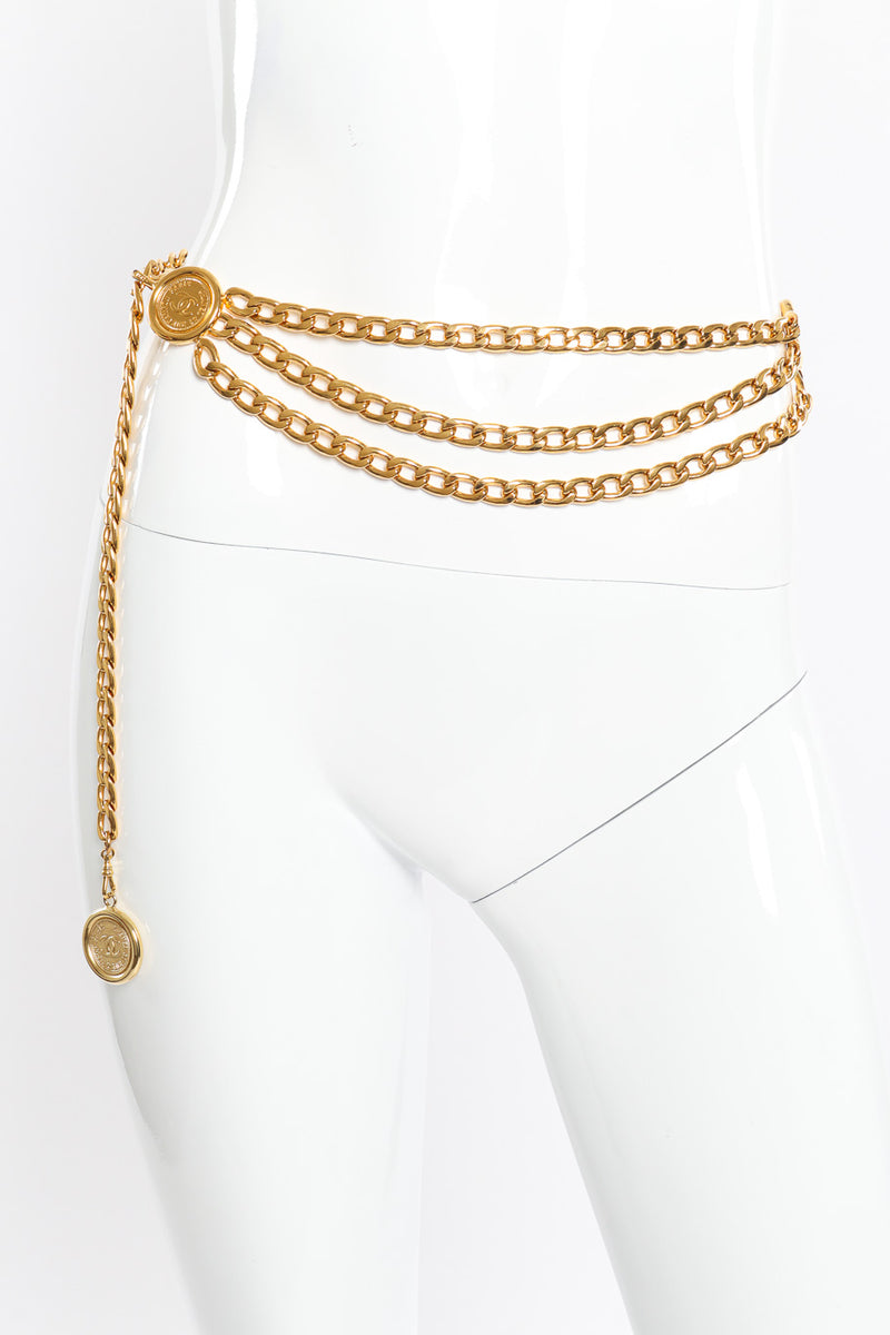 Vintage Chanel Draped Chain Medallion Belt Recess Vintage Chanel Draped Chain Medallion Belt Recess
