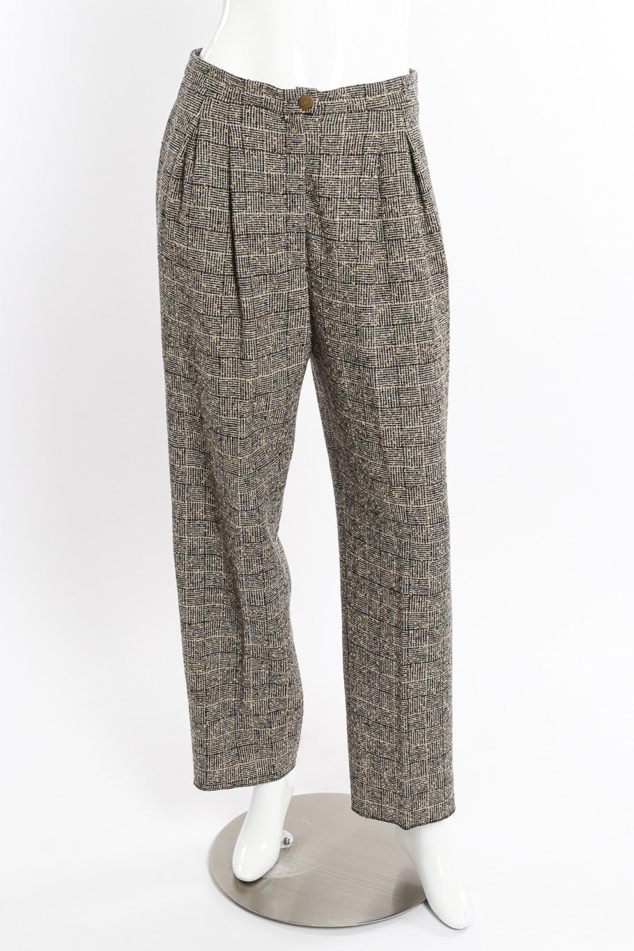 1997 A/W Bouclé Tweed Suit Set on mannequin pants only front @recessla