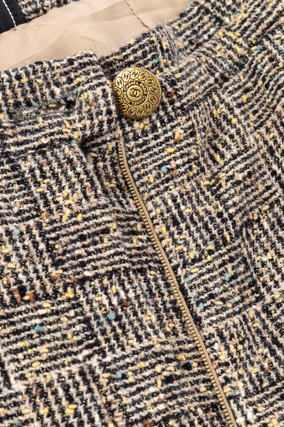 1997 A/W Bouclé Tweed Suit Set pants button @recessla