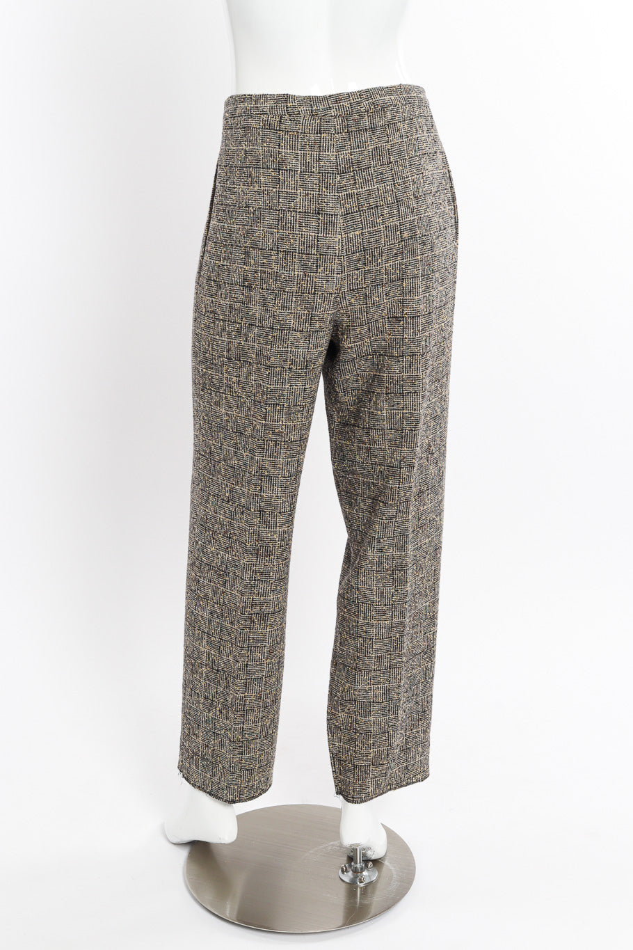 1997 A/W Bouclé Tweed Suit Set on mannequin pants only back @recessla