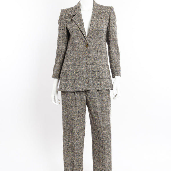 Vintage Chanel 1997A Chenille Trim Tweed Jacket & Pant Suit – Recess