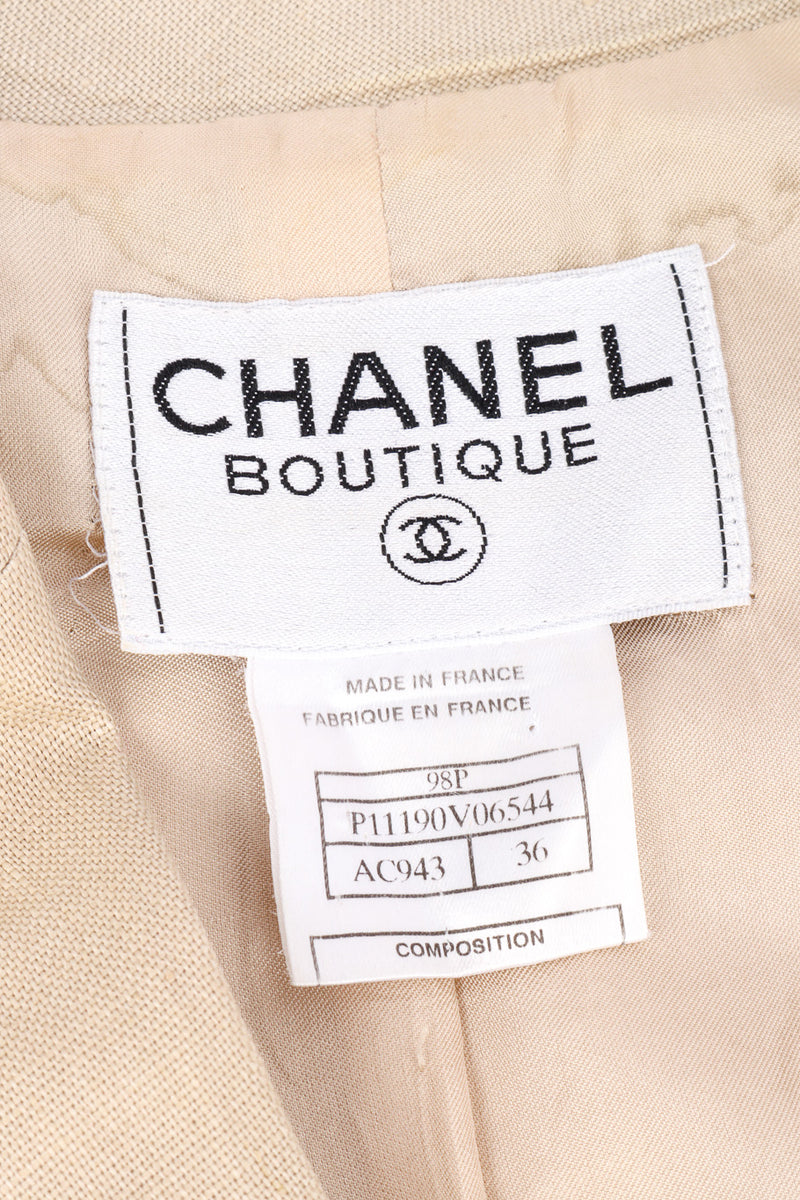1998 S/S Linen Blazer by Chanel label @recessla