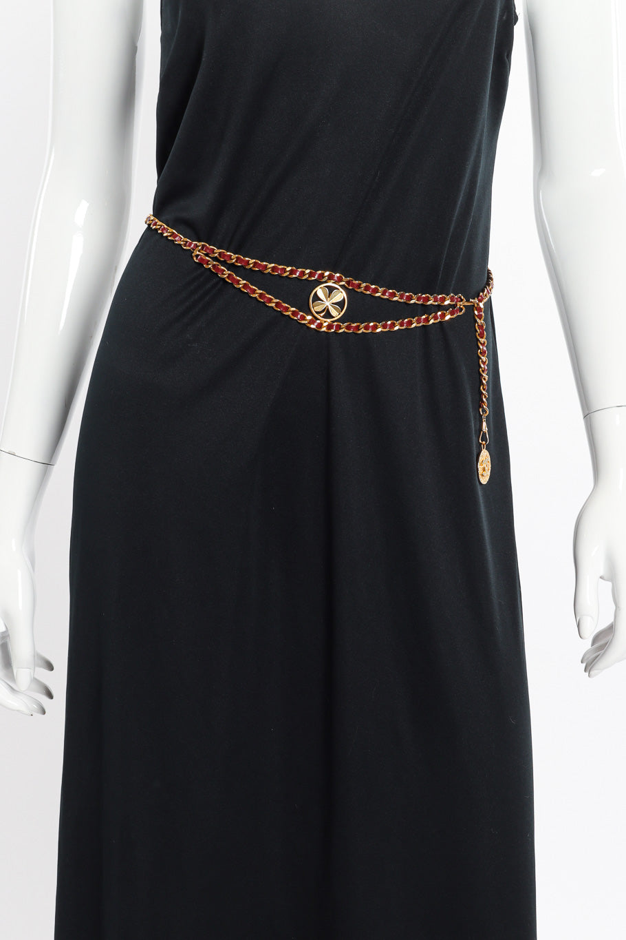 Vintage Chanel Clover Charm Belt on mannequin @recessla