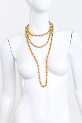 Vintage Chanel String Beaded Crystal Sautoir Necklace looped twice on mannequin @recess la