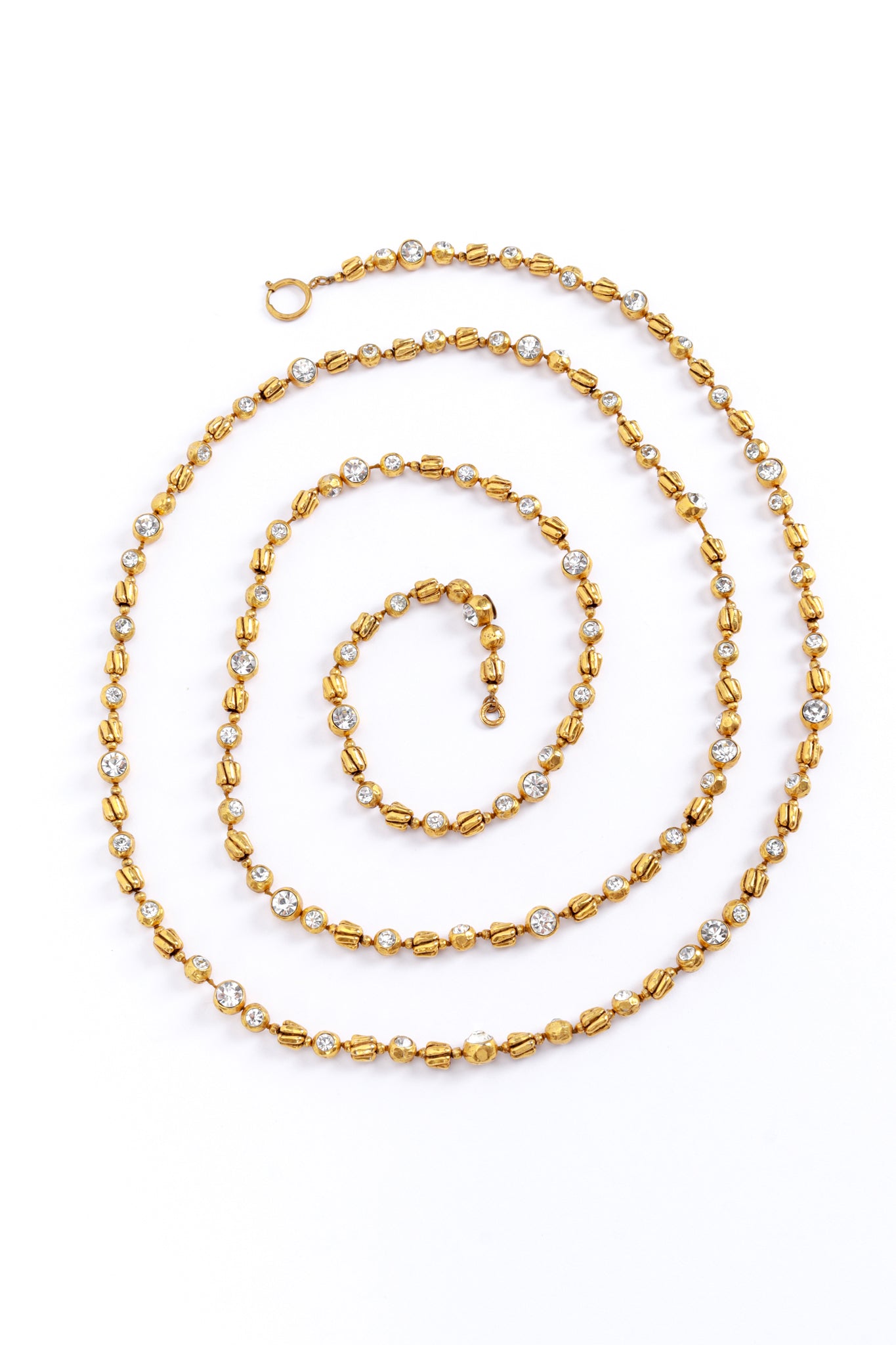 Vintage Chanel String Beaded Crystal Sautoir Necklace spiraled @recess la