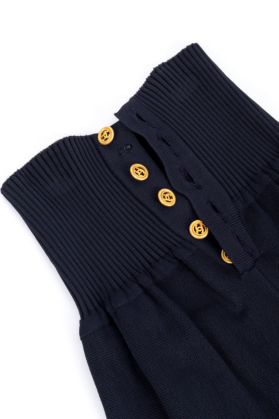Vintage Chanel High Waist Knit Pant front button closure @recess la