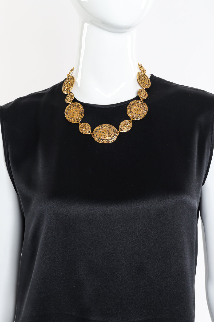 CC Crown Medallion Necklace by Chanel on mannequin @recessla