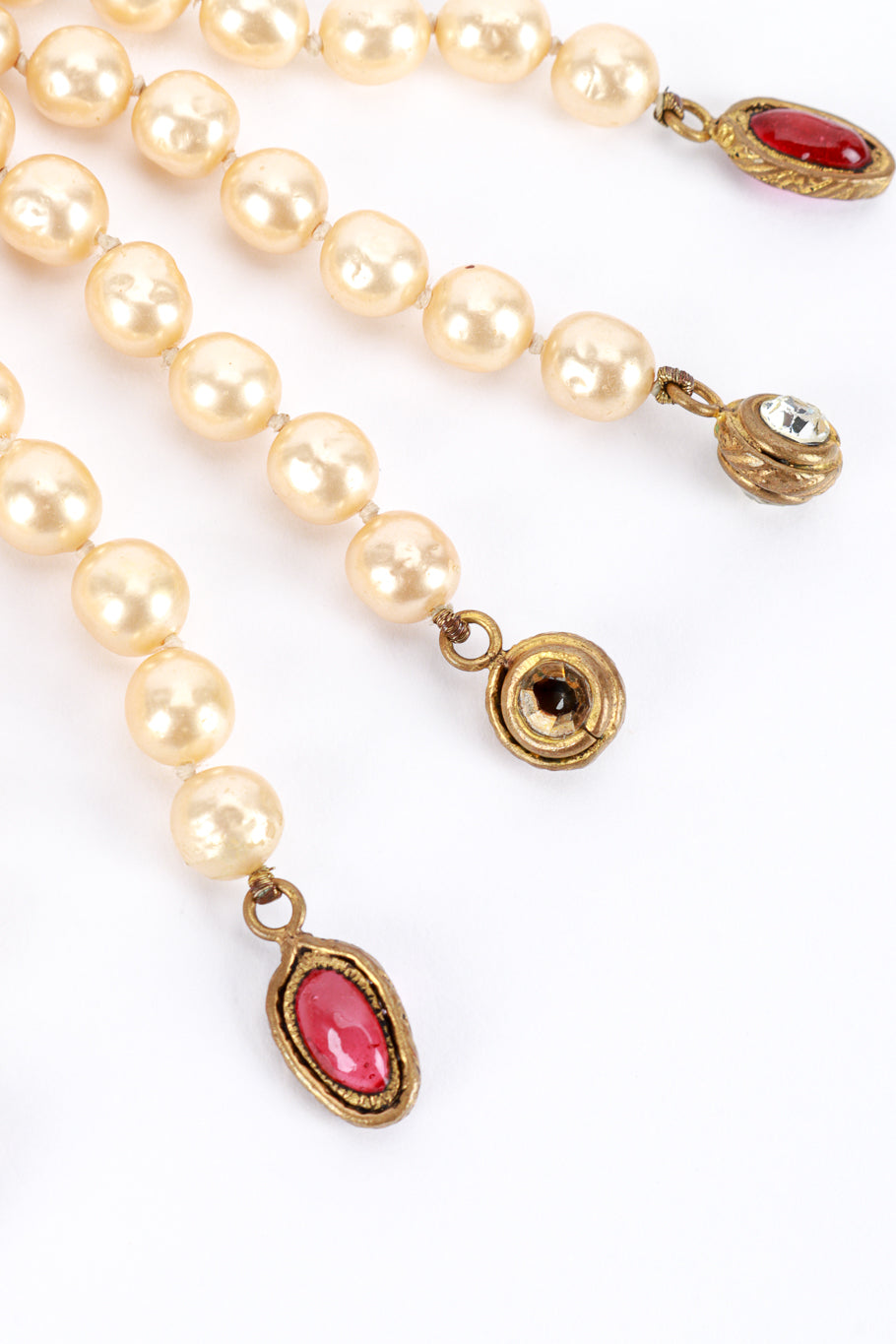 Vintage Chanel Pearl Tassel Wrap Necklace end charm closeup @recess la