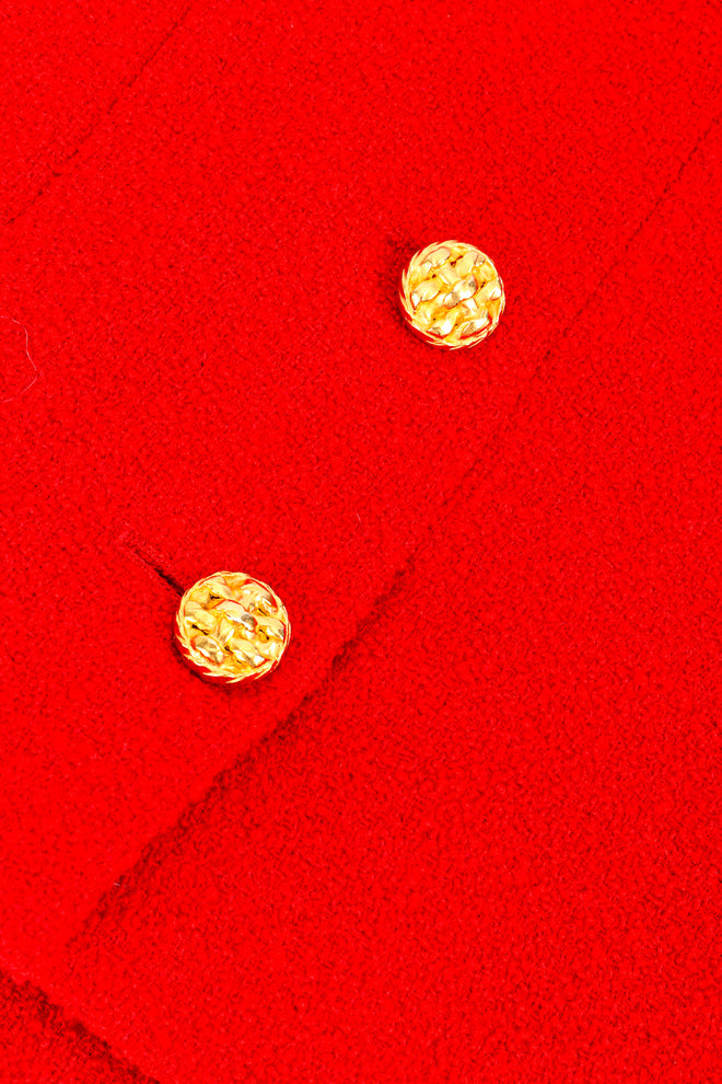 Vintage Chanel 1992 F/W Bouclé Long Jacket And Skirt Set skirt button closure closeup @recessla