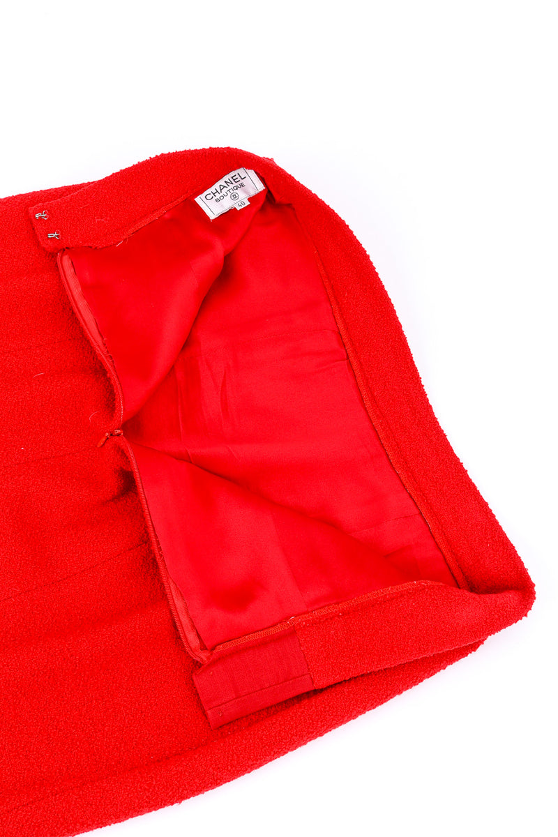Vintage Chanel 1992 F/W Bouclé Long Jacket And Skirt Set skirt unzipped @recessla