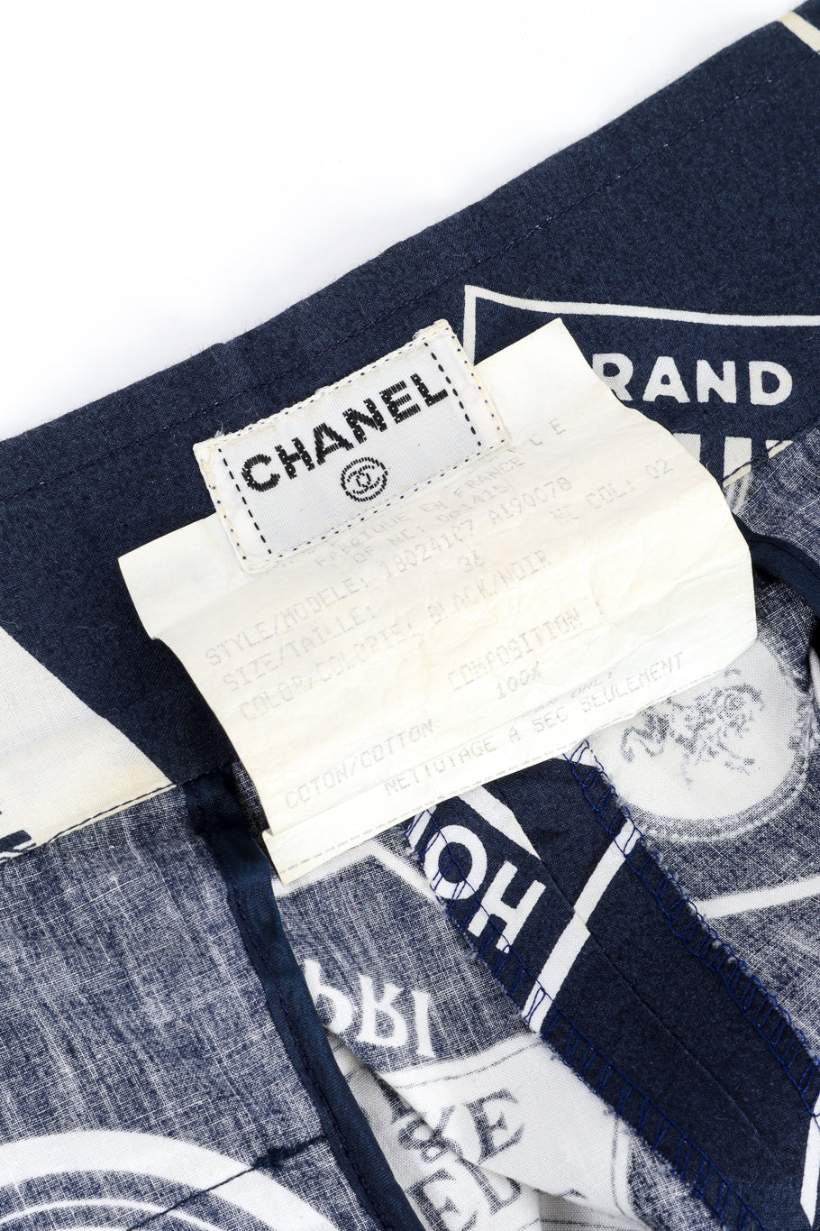 Vintage Chanel 1989 S/S Grand Hotel Print Pants signature label @recess la