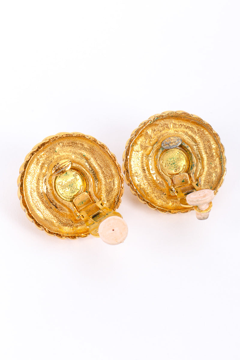 Chanel Vintage cc logos crystal Round Clip Earrings