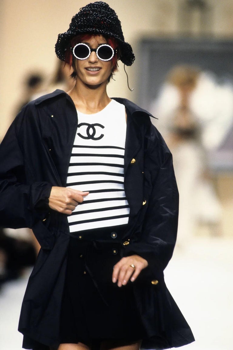 scalloped sunglasses by Chanel on model on 1994 runway