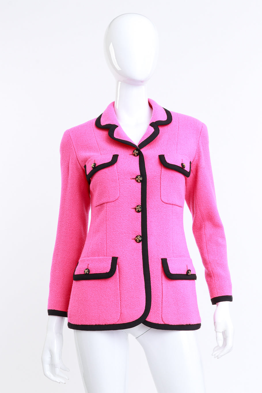 Chanel 1991 S/S Collection 25 Fuchsia Boucle Jacket on mannequin @RECESS LA