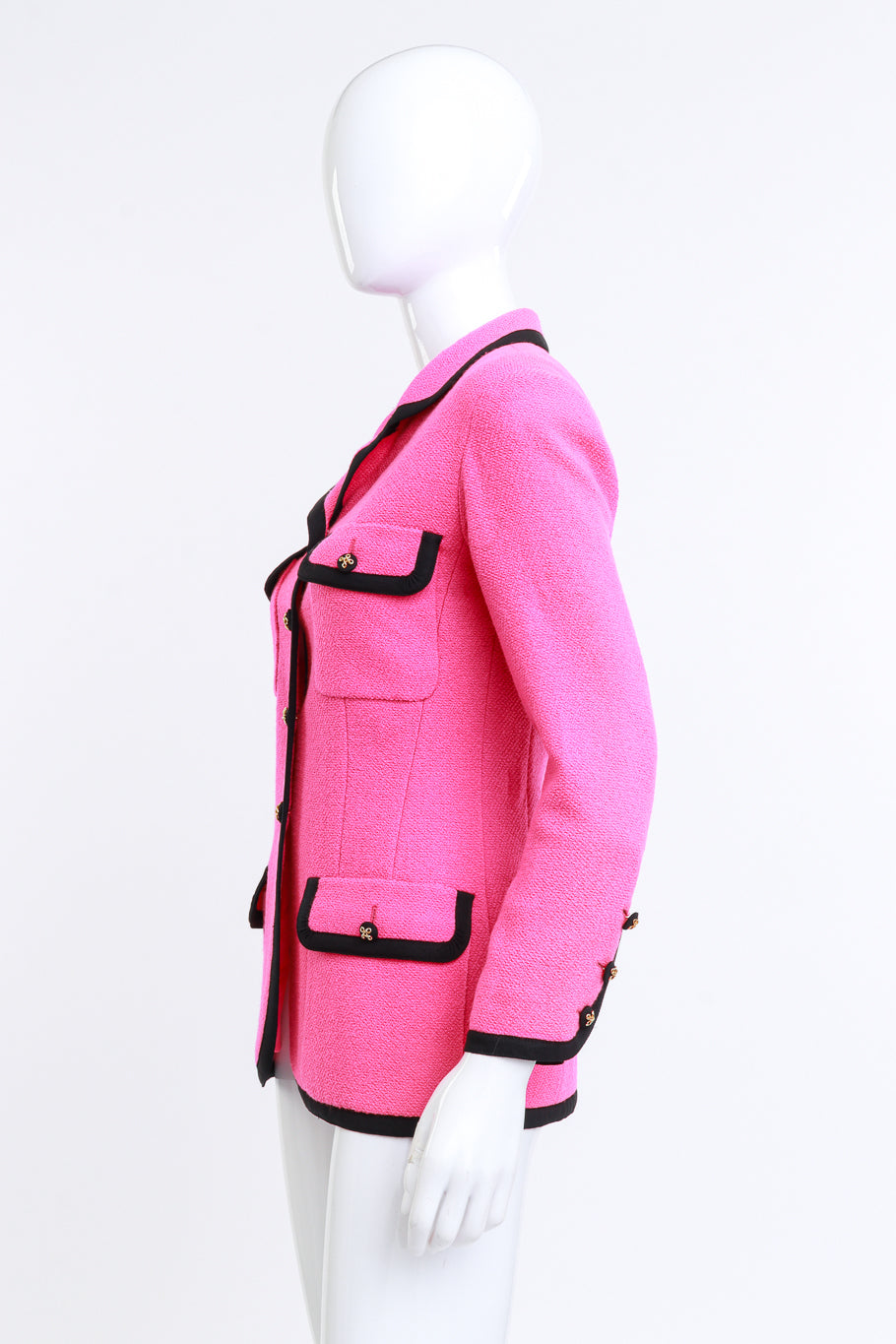 Chanel 1991 S/S Collection 25 Fuchsia Boucle Jacket side mannequin @RECESS LA