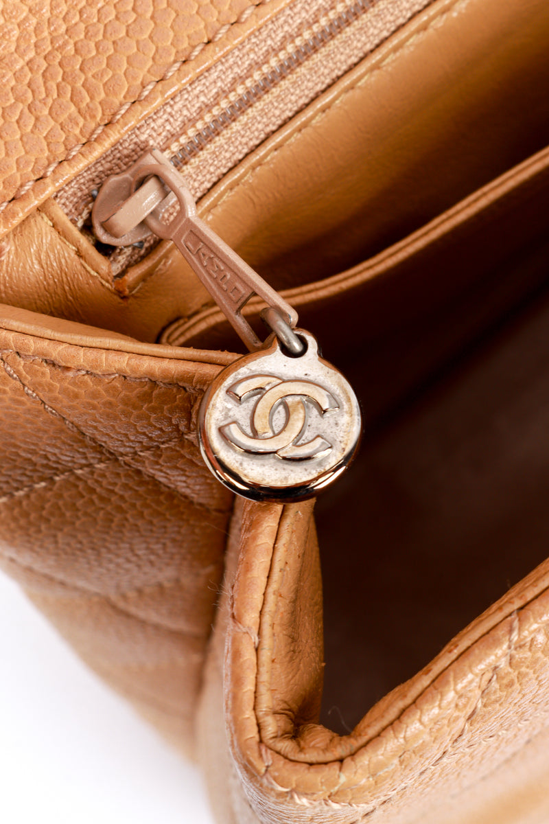 Chanel Caviar Leather Kelly Handbag zipper pull tab wear @recess la